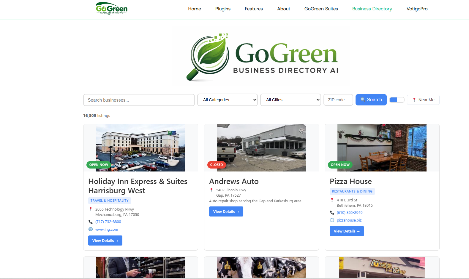 GoGreen Business Directory AI screenshot