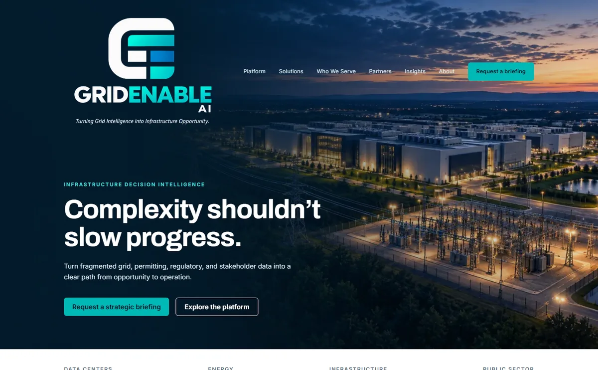 gridenable.ai landing page: Complexity shouldn't slow progress
